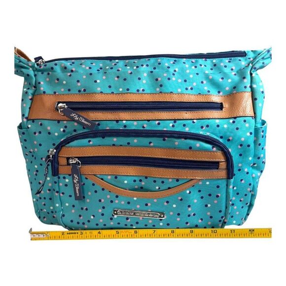 Lily Bloom Crossbody Bag Shadow Dot Purse Organizer Pockets Spotted Teal Blue - Picture 6 of 8